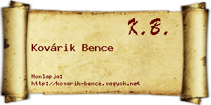 Kovárik Bence névjegykártya